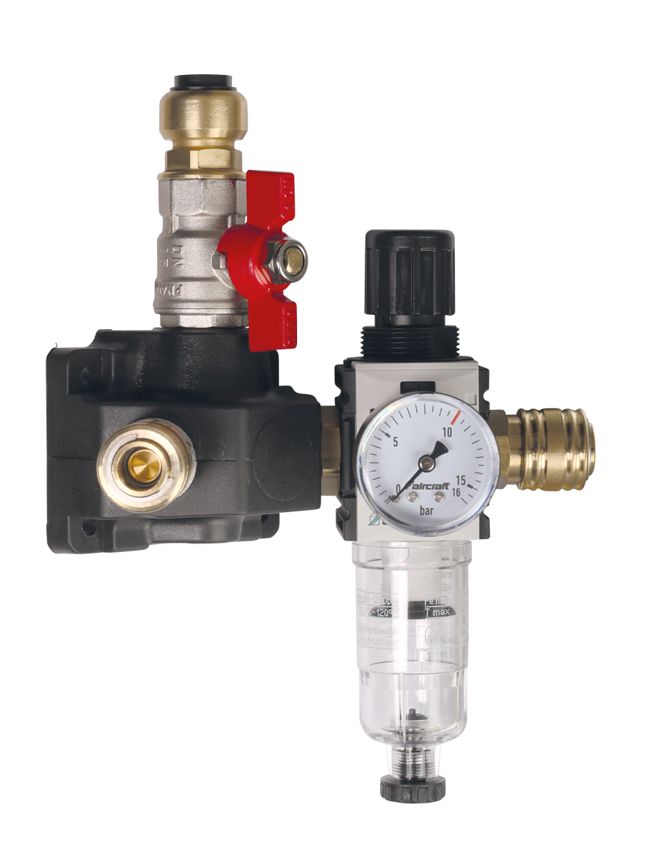 AIRCRAFT ROZDĚLOVACÍ KRABICE SE 2 RYCHLOSPOJKAMI, VENTILEM, REGULÁTOREM S FILTREM ? 15 MM