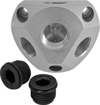 AIRCRAFT ROZVODNÁ KRABICE S HORNÍM PŘIPOJENÍM 1/2" VNITŘNÍ ZÁVIT  - 3 × 1/2" VNITŘNÍ ZÁVIT