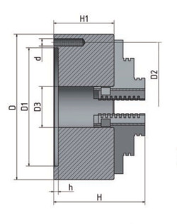 4-čelisťové sklíčidlo s centrickým upínáním ø 100 mm