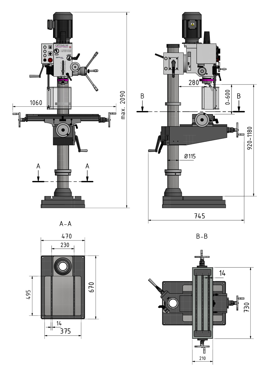 Optimum OPTIdrill DH 40 CTP Sloupová převodová vrtačka Převodová vrtačka - 3034352