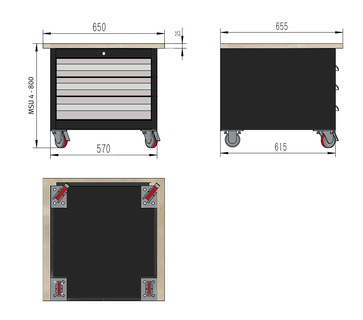 OPTIMUM MSU 4 Univerzální pojízdný podstavec, montážní stolek - 3352991
