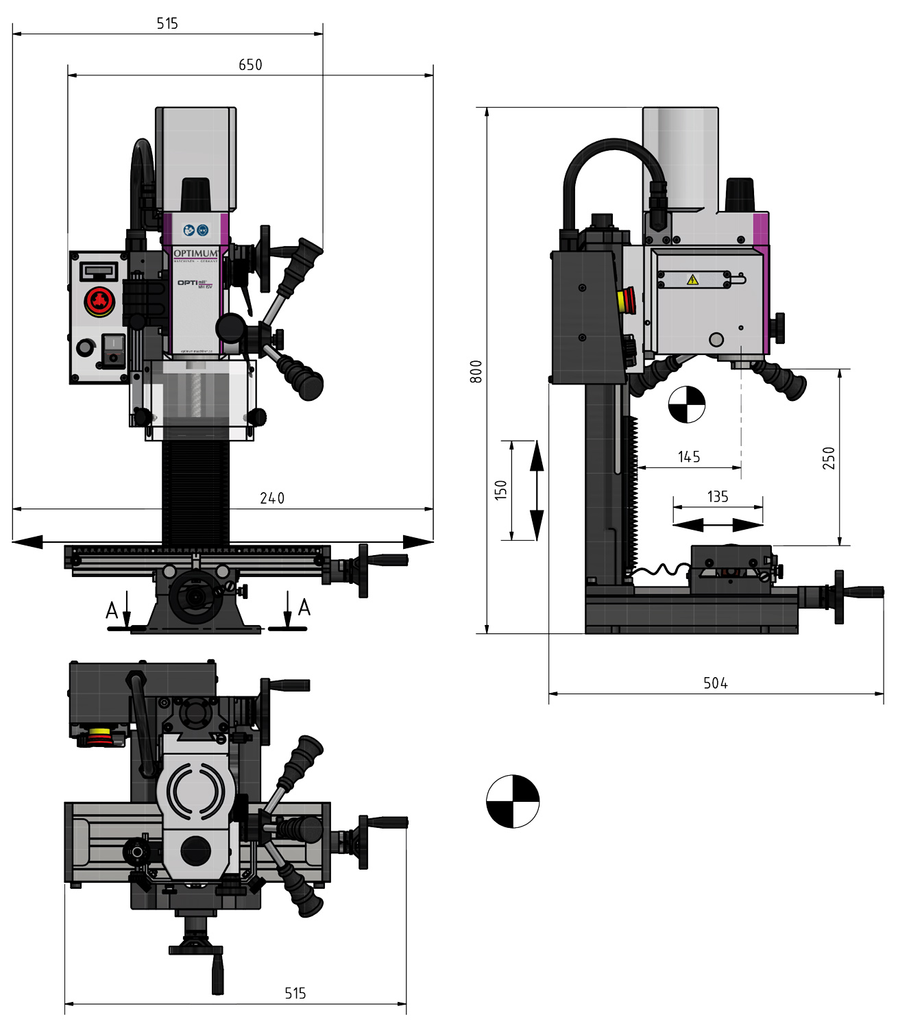 Optimum OPTImill MH 15 V Stolní frézka