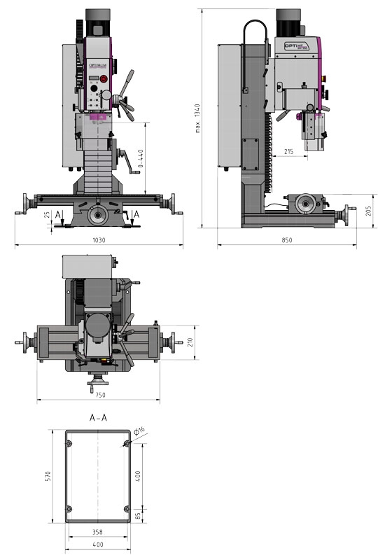 OPTIMUM OPTImill MH 35 V Kombinovaná převodová vrtačko-frézka - 3338171