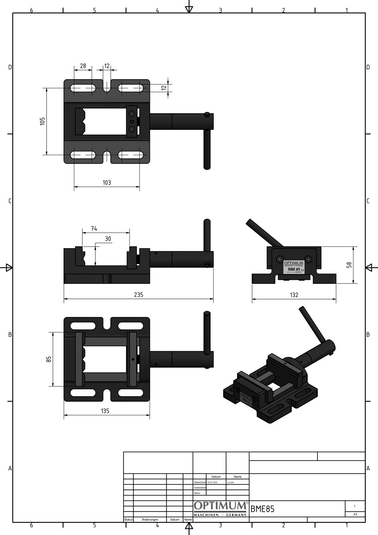 Optimum BME 85 Strojní svěrák - 3052630