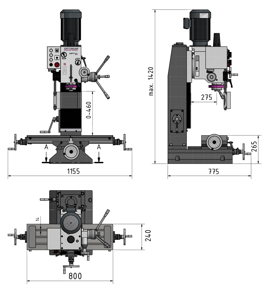 Optimum OPTImill MB 4 Univerzální a přesná převodová vrtačko-frézka - 3338451